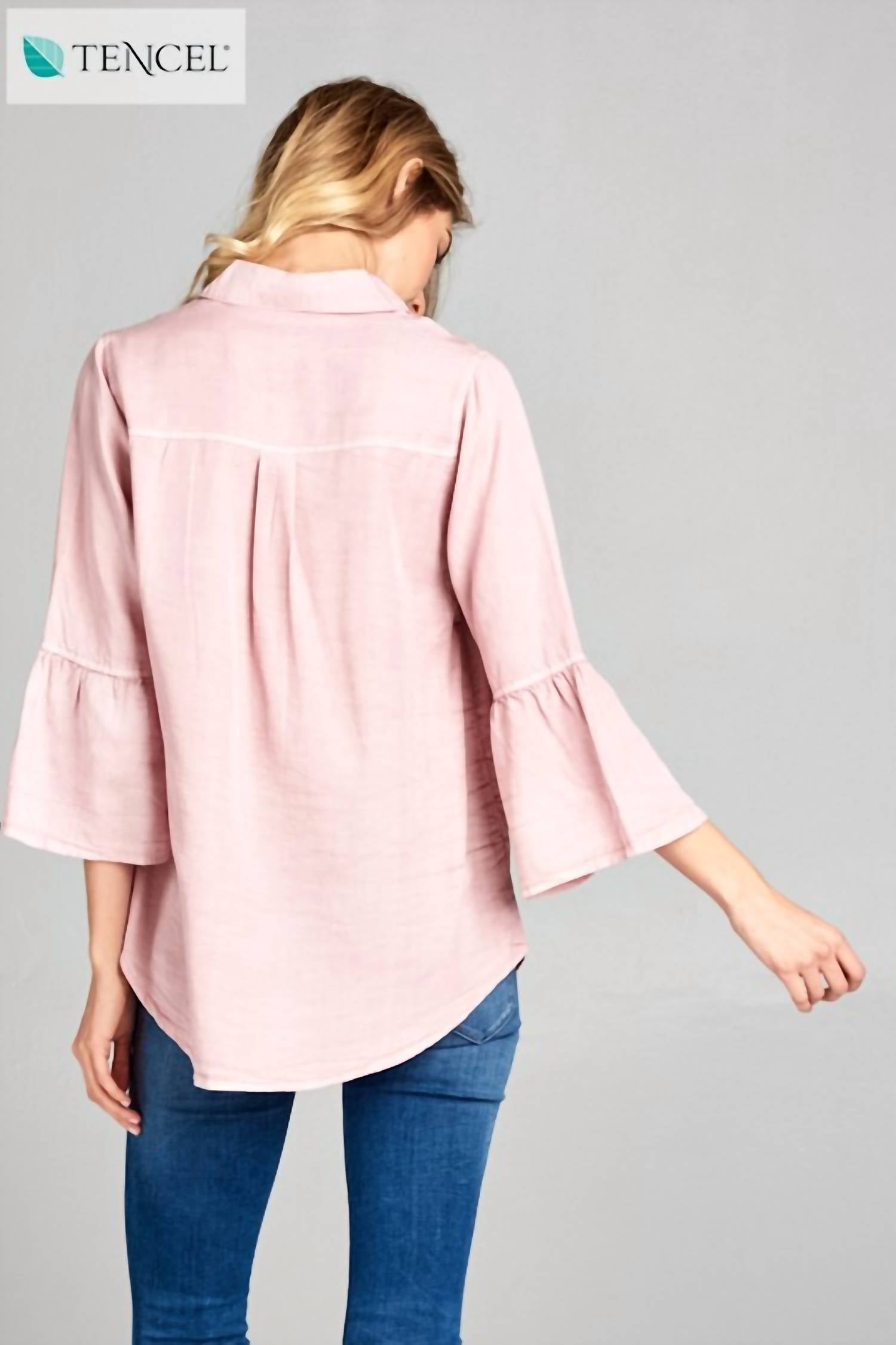 Tea N Rose - Bell Sleeves Shirt Blouse
