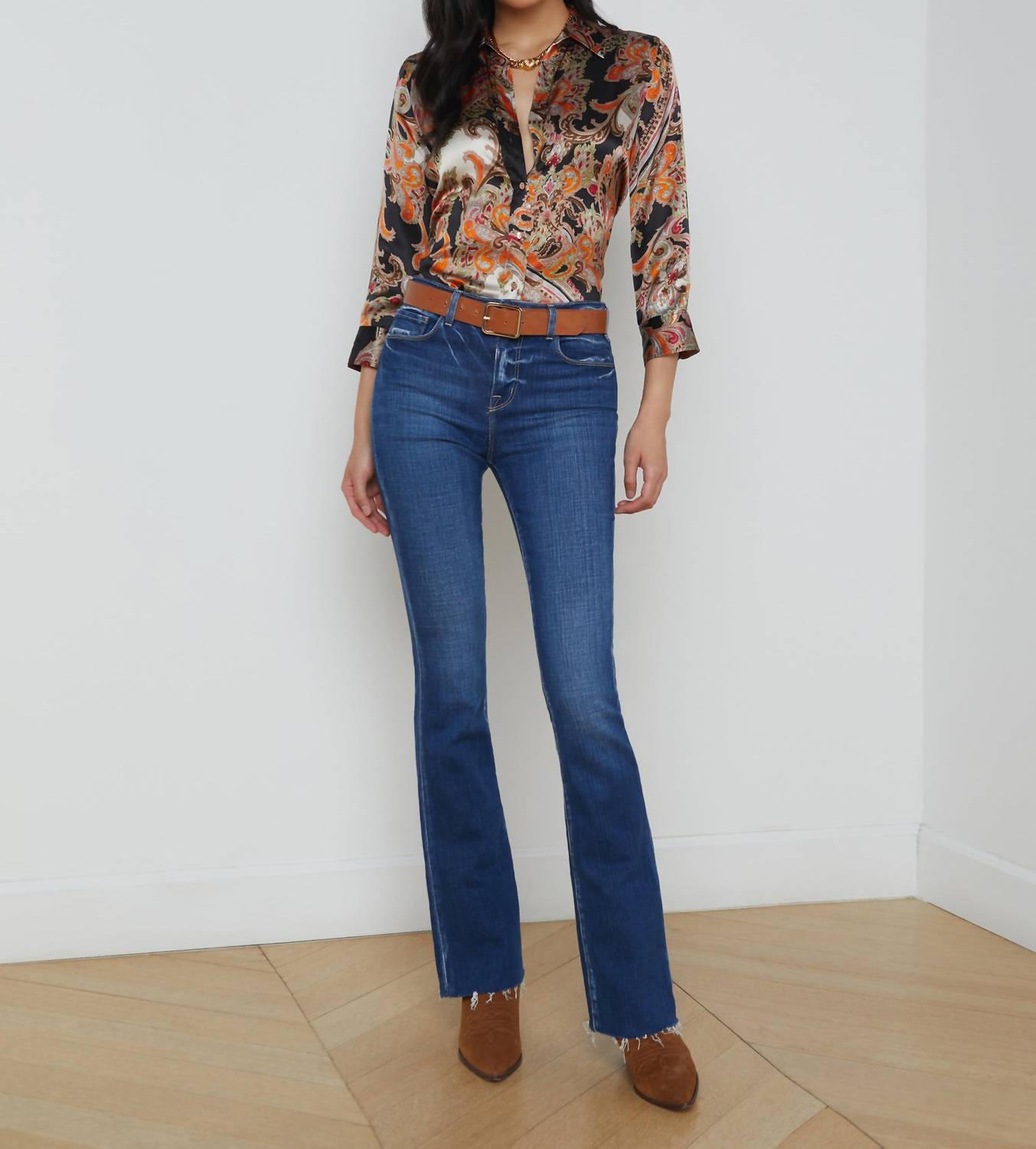 L'Agence - Ruth High Rise Straight Leg Denim Jean