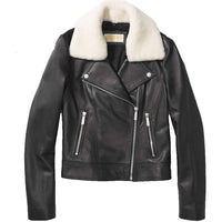Shearling Collar Leather Jacket