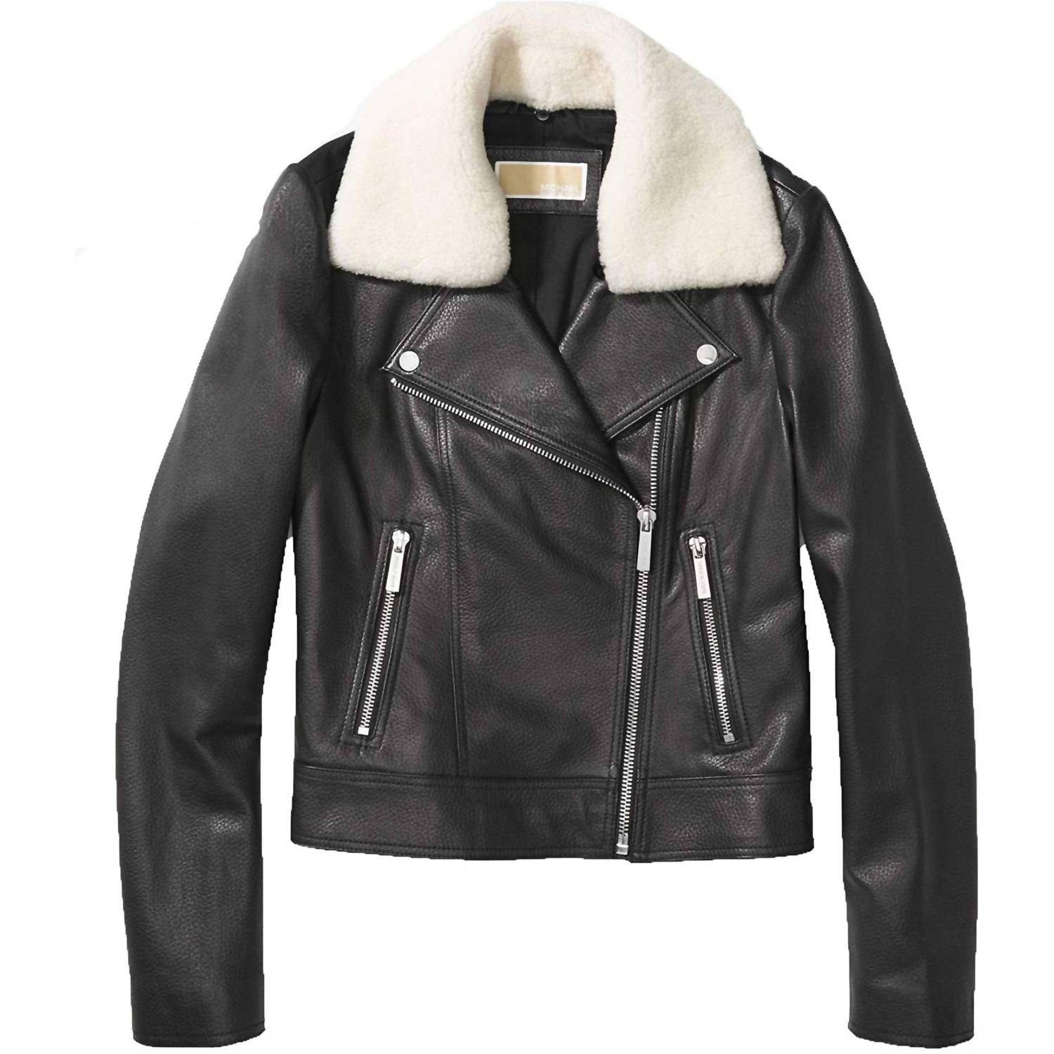 Shearling Collar Leather Jacket