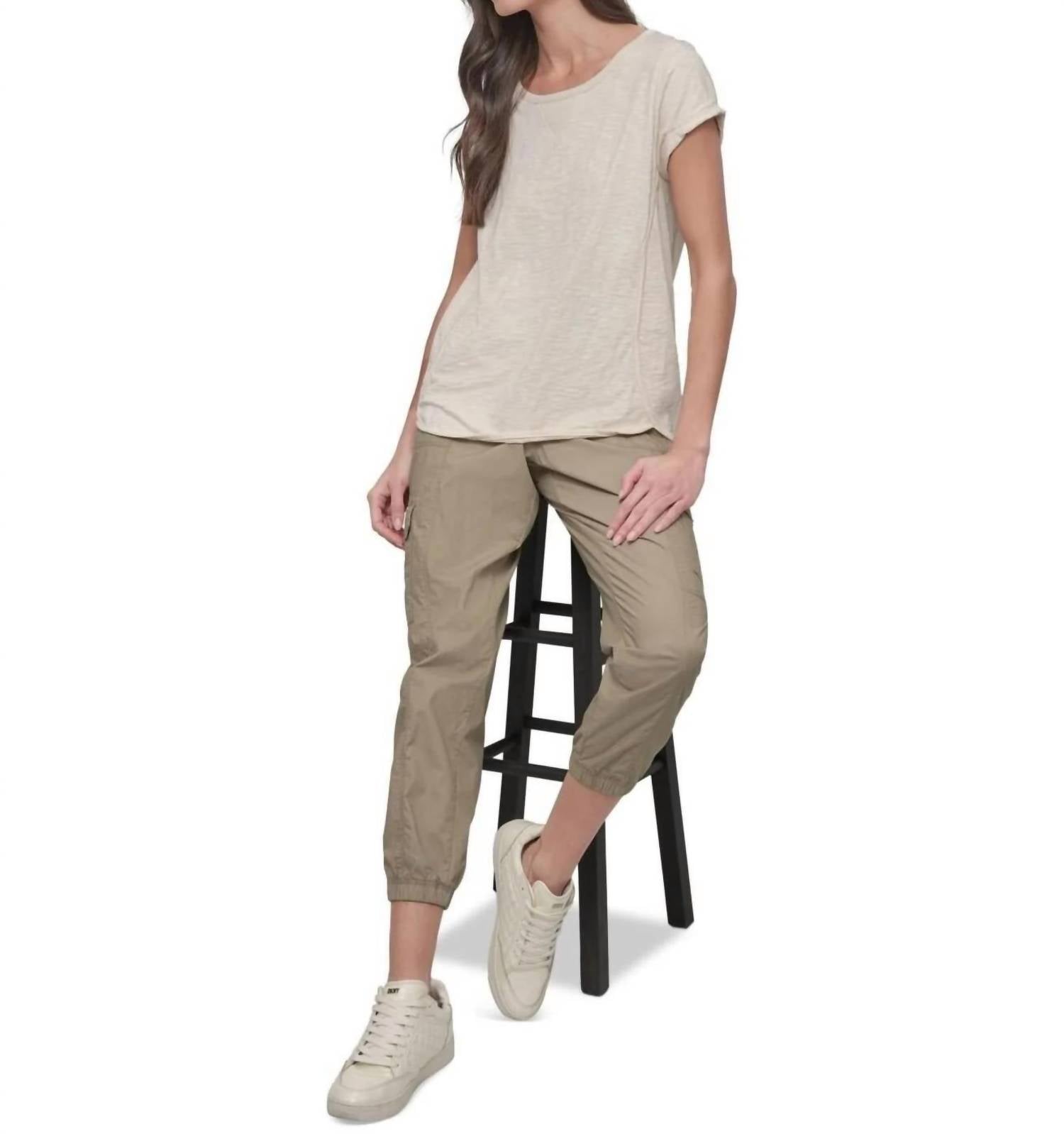 Dkny - V-inset Roll-sleeve T-shirt