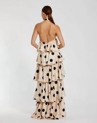 Mac Duggal - Tiered Ruffle Polka Dot Charmeuse Gown