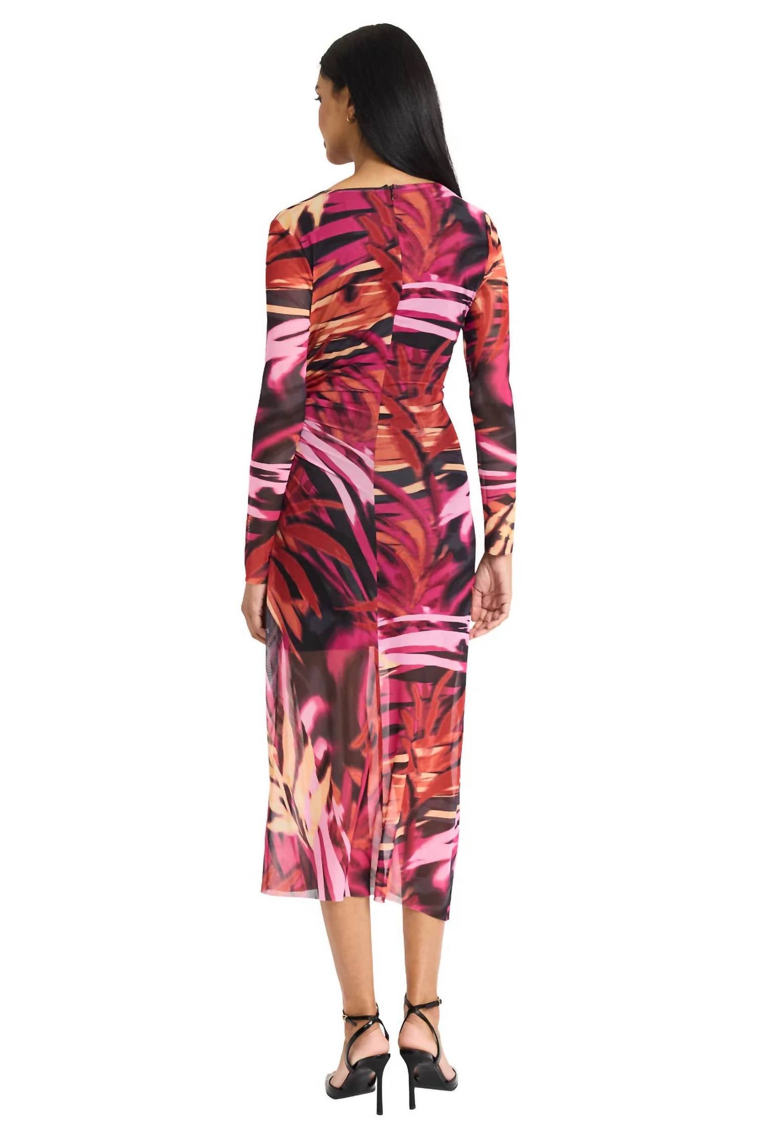 Donna Morgan - Maggy London Violeta Mesh Midi Gathered Dress