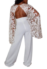 Rubber Ducky - LACE CAPE WIDE LEG JUMPSUIT