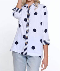 Multiples - Women's Sleeve Button Front Shirt