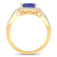 Diana M Jewels Women's Oval Natural Tanzanite Fashion Ring (2.79 Ct) - Signature in 14k yellow gold - women's jewelry - detail view