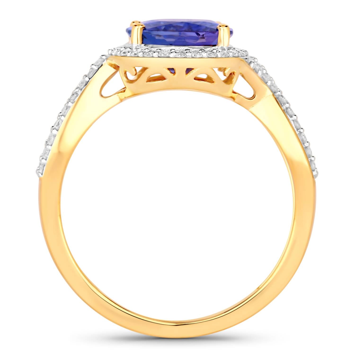 Diana M Jewels Women's Oval Natural Tanzanite Fashion Ring (2.79 Ct) - Signature in 14k yellow gold - women's jewelry - detail view