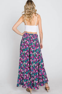 Ee:Some - Floral Maxi Skirt With Smocked Waist & Button Front