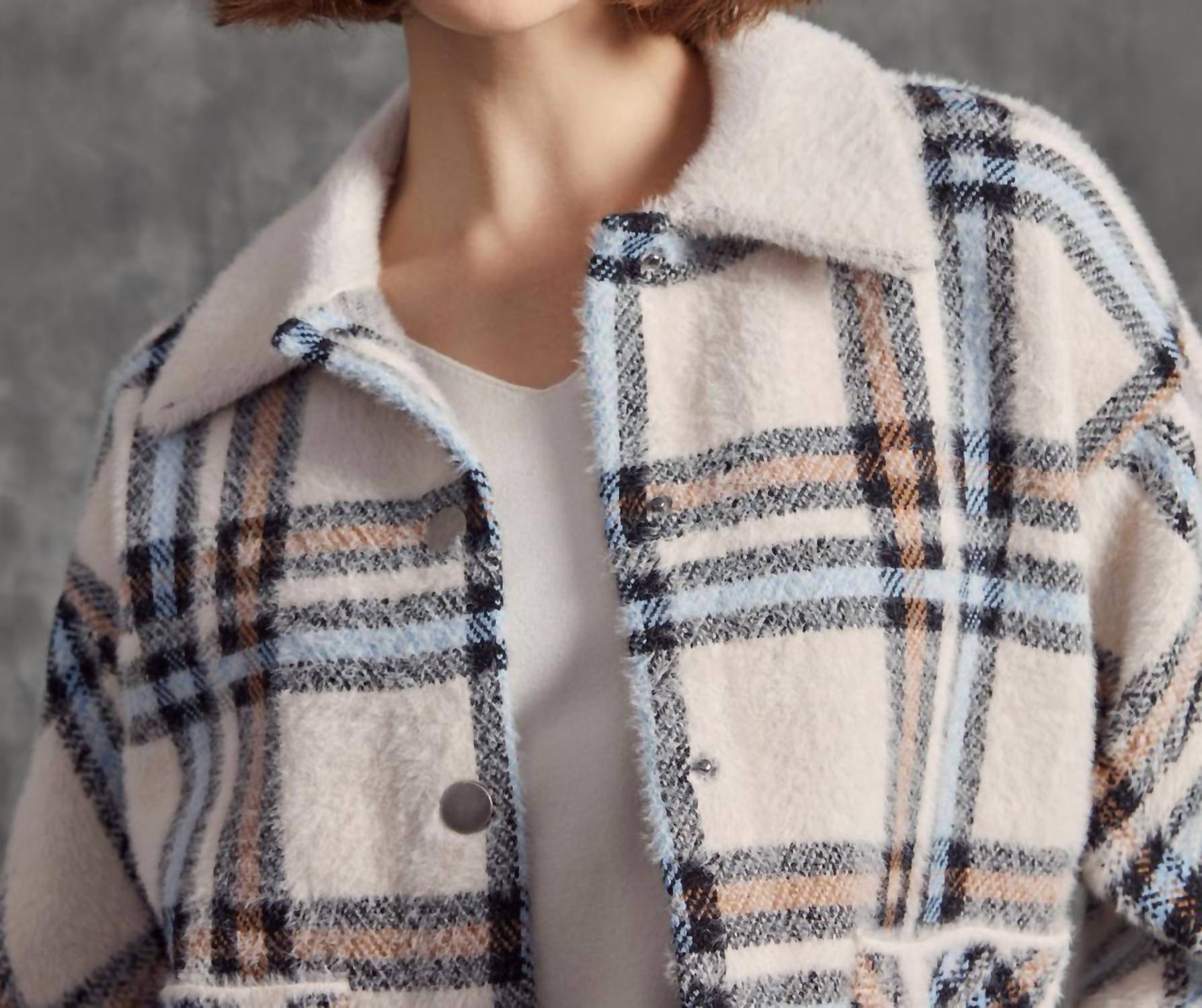 Charlie B - Short Plaid Knit Jacket