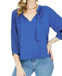Jade - Ruched Neck Peasant Top