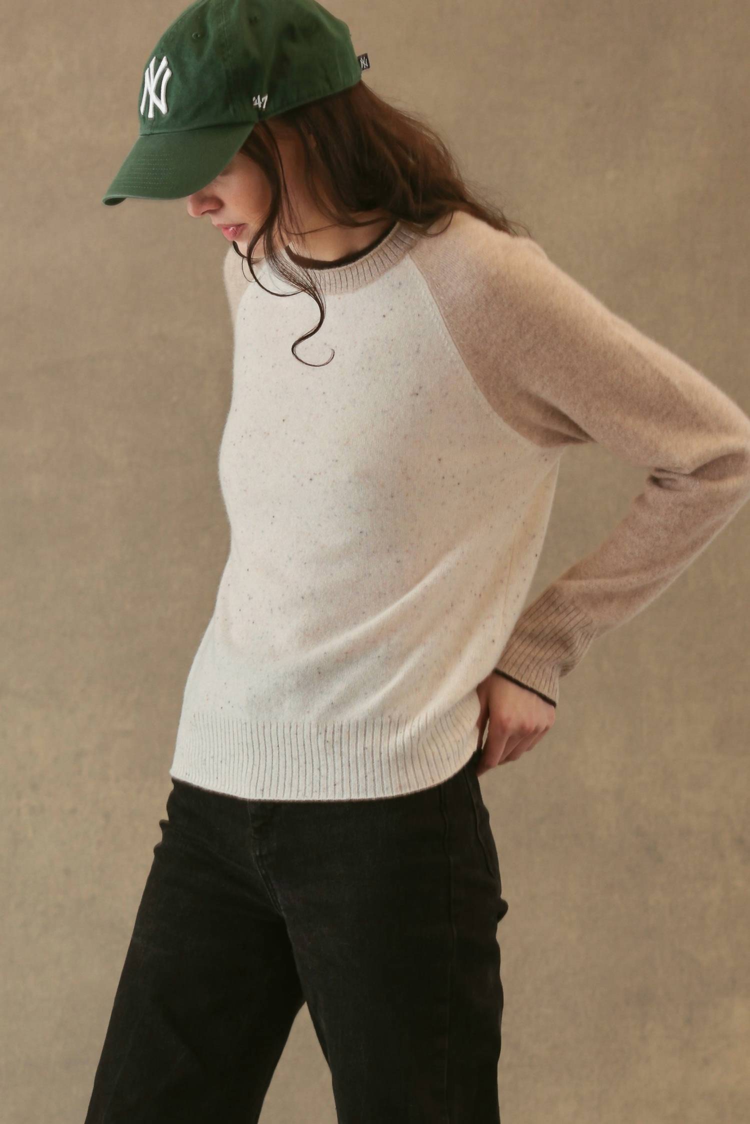 27 Miles Malibu Proctor Cashmere Pullover Sweater in coconut oatmeal espresso - women's sweater - view 5