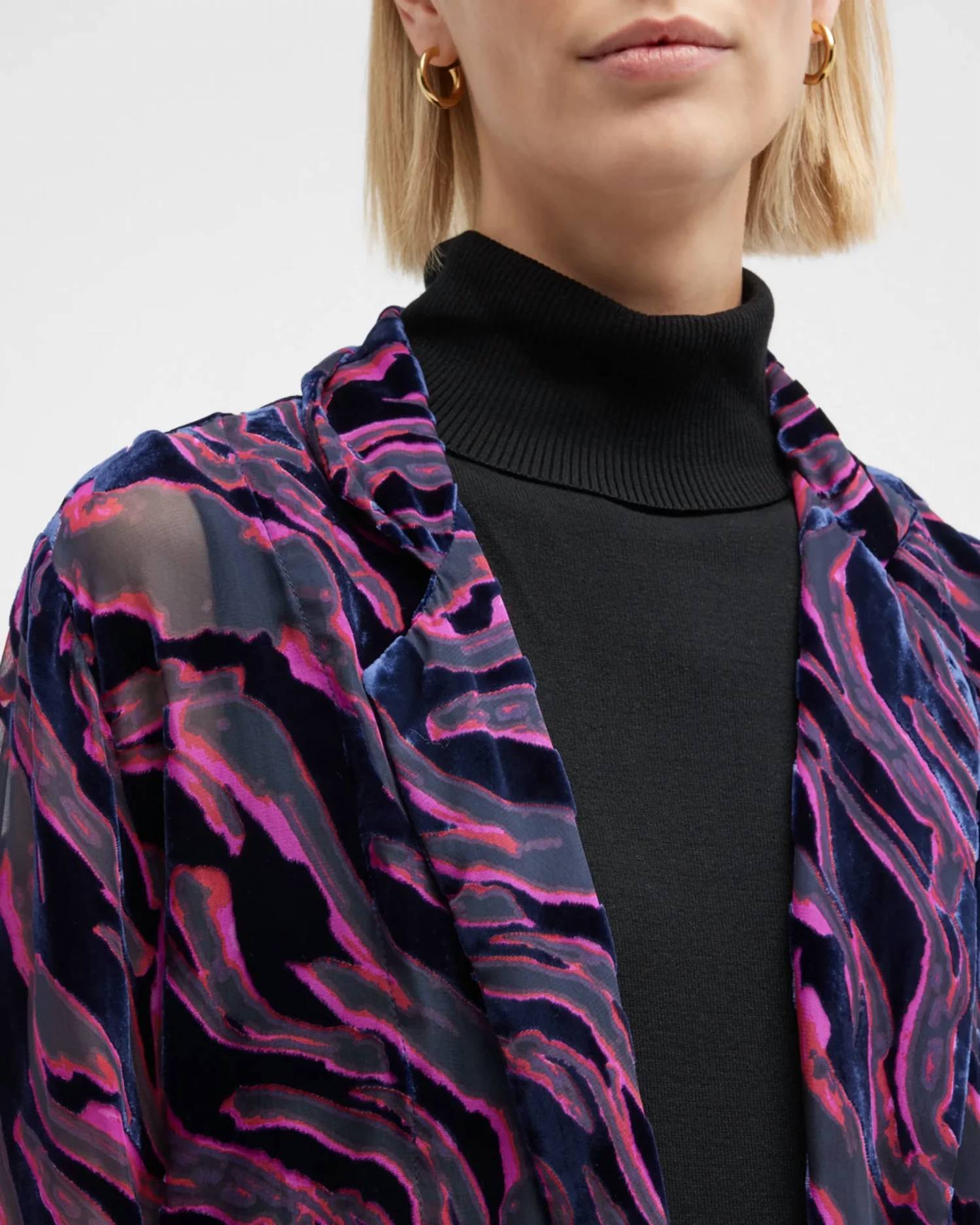 Johnny Was Justine Notched Collar Duster in purple and black - women's jacket - view 5