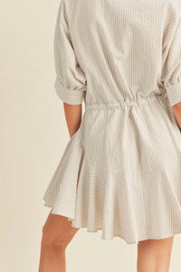 Miou Muse - Striped Pattern Button Down Shirt Dress