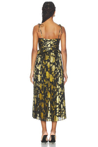 ASTR Emerys Midi Dress in black gold - women's dress - detail view
