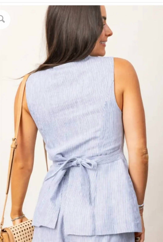 Karlie - Chambray Linen Stripe Vest