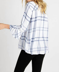 Tea N Rose - Relax Fit Tiered Plaid Top Blouse