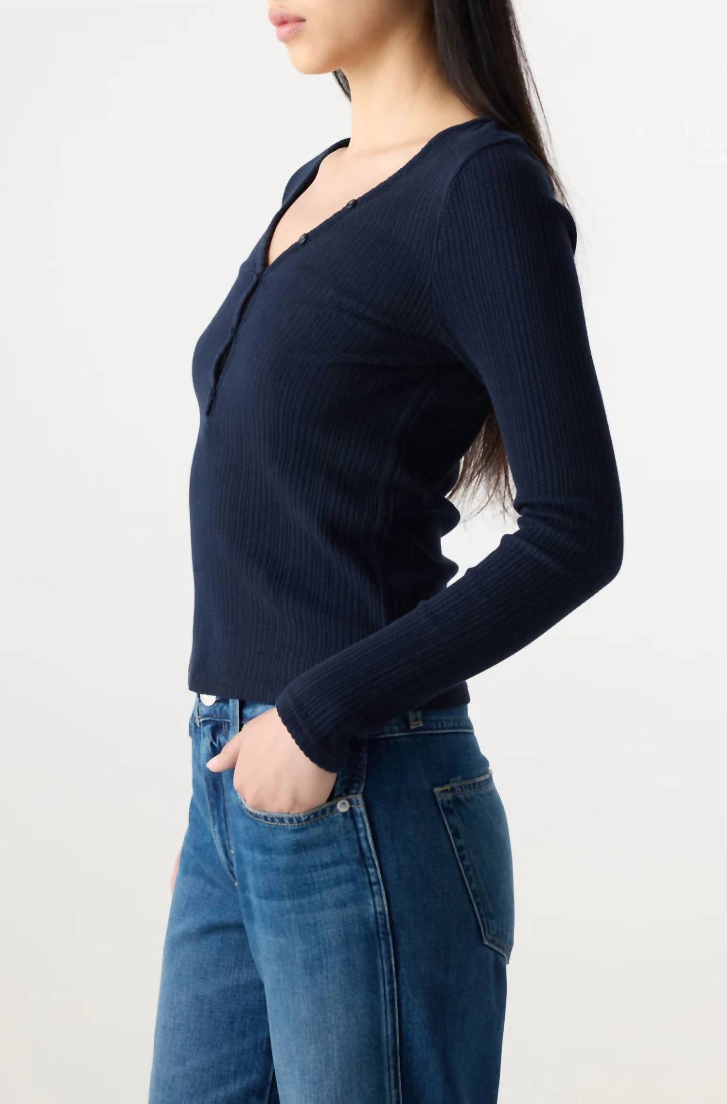 AMO Heartfelt Long Sleeve Top in twilight - women's long sleeve top - alternate view
