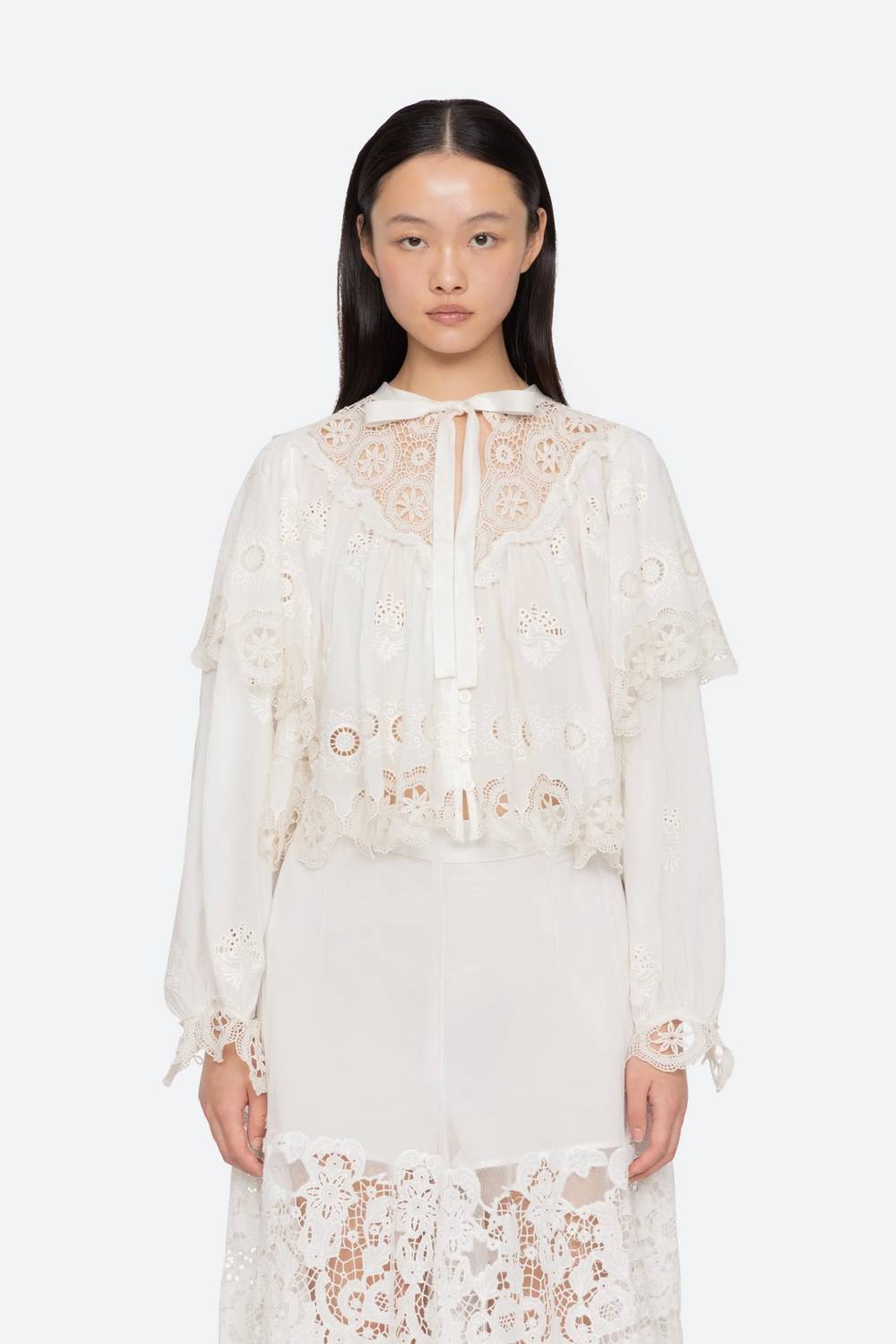 Sea - Sofia Embroidery Long-sleeve Top