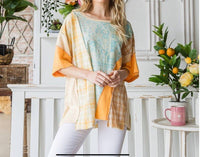Oli & Hali - Washed Fabric Mixed Boho Top