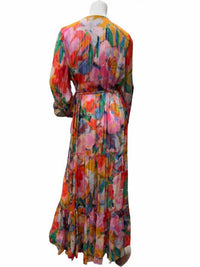 Qishma - Women's Colorful Long Sleeve Floral Wrap Dress