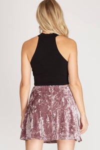 She + Sky - Velvet Mini Skater Skirt