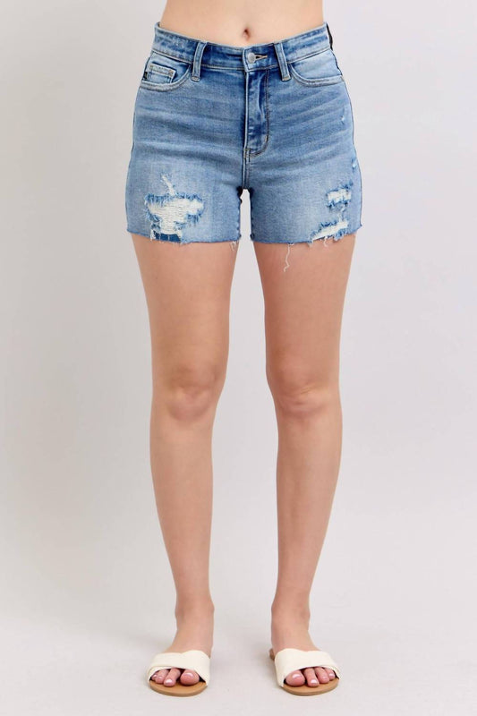 Judy Blue - High Waist Destroy Detail Denim Short
