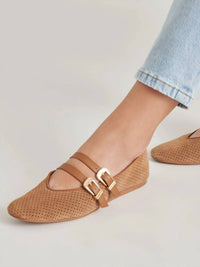 Dolce Vita Women's Baylee Flats in pecan perforated suede - women's flats - detail view
