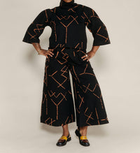 Bel Kazan Batna Top in black stix - women's long sleeve top - alternate view