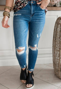 Mica Denim - High Rise Crop Skinny w/ Step Hem Jeans - PLUS