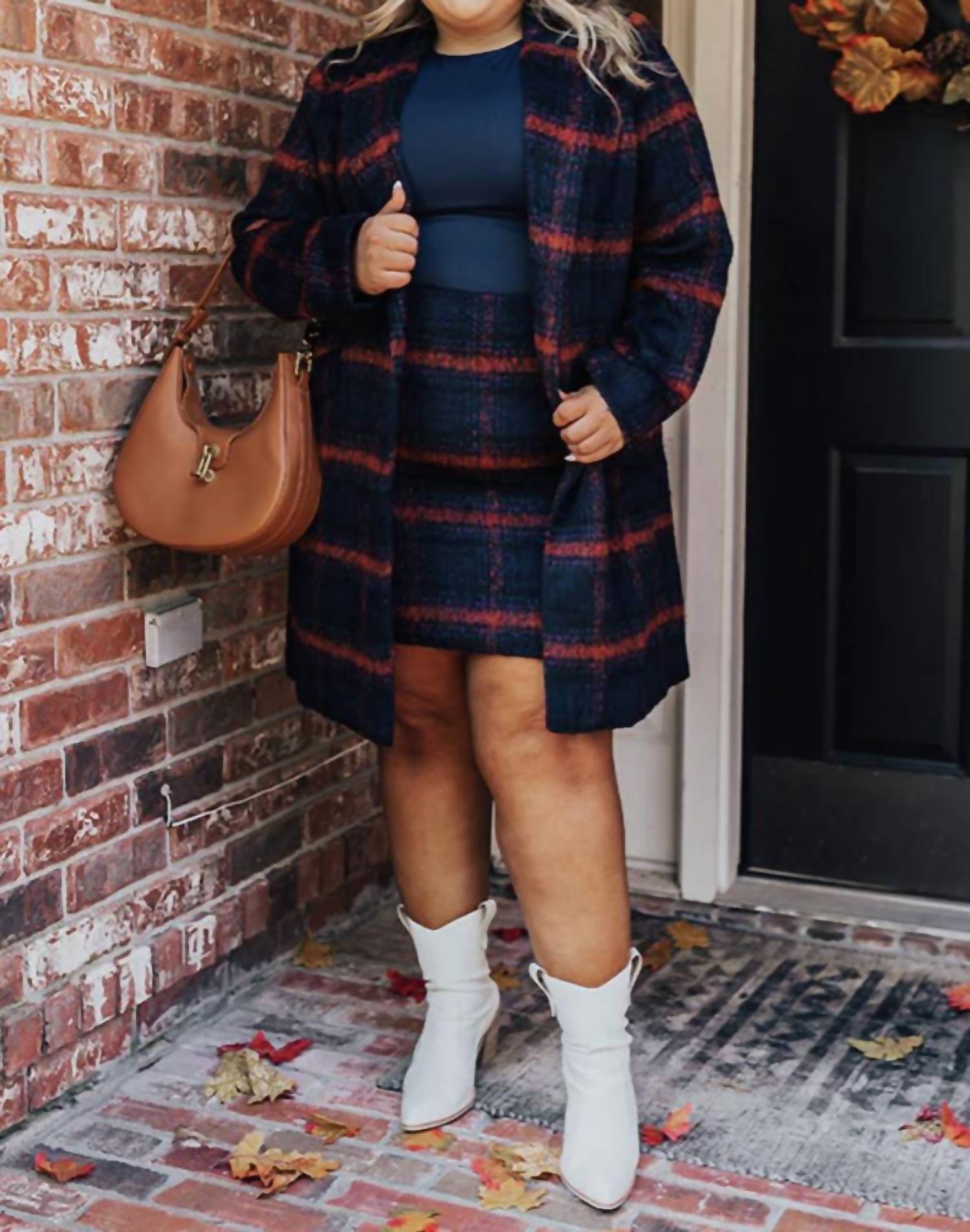 Skies Are Blue - Plaid Long Coat