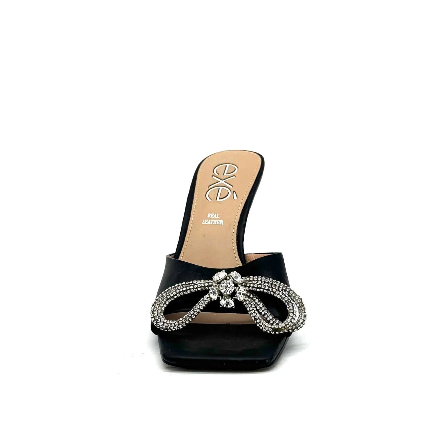 Exe - Women's Crystal Brooch Heeled Slide Sandal
