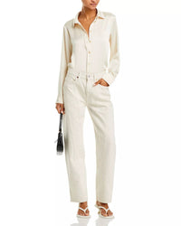 RE/DONE High Rise Engineered Wide Leg Taper Jeans in vintage white - women's jeans - view 4
