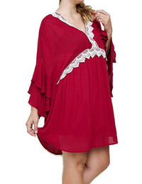 Umgee - Layered Ruffle Bell Sleeve Dress