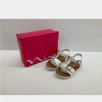 Nina Girls Jacklin3 Ankle Strap Sandals in white tumble - kids' sandal - detail view