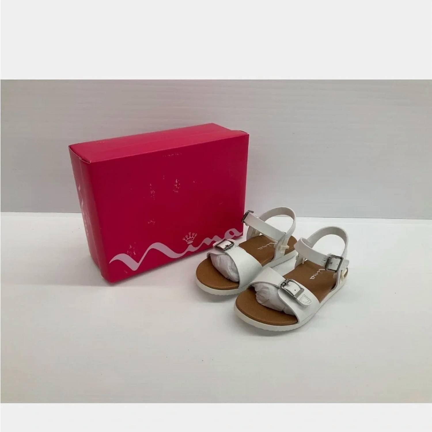 Nina Girls Jacklin3 Ankle Strap Sandals in white tumble - kids' sandal - detail view