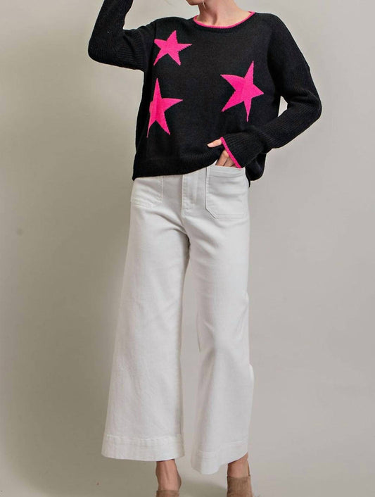 Women's Sweater With Hot Pink Stars