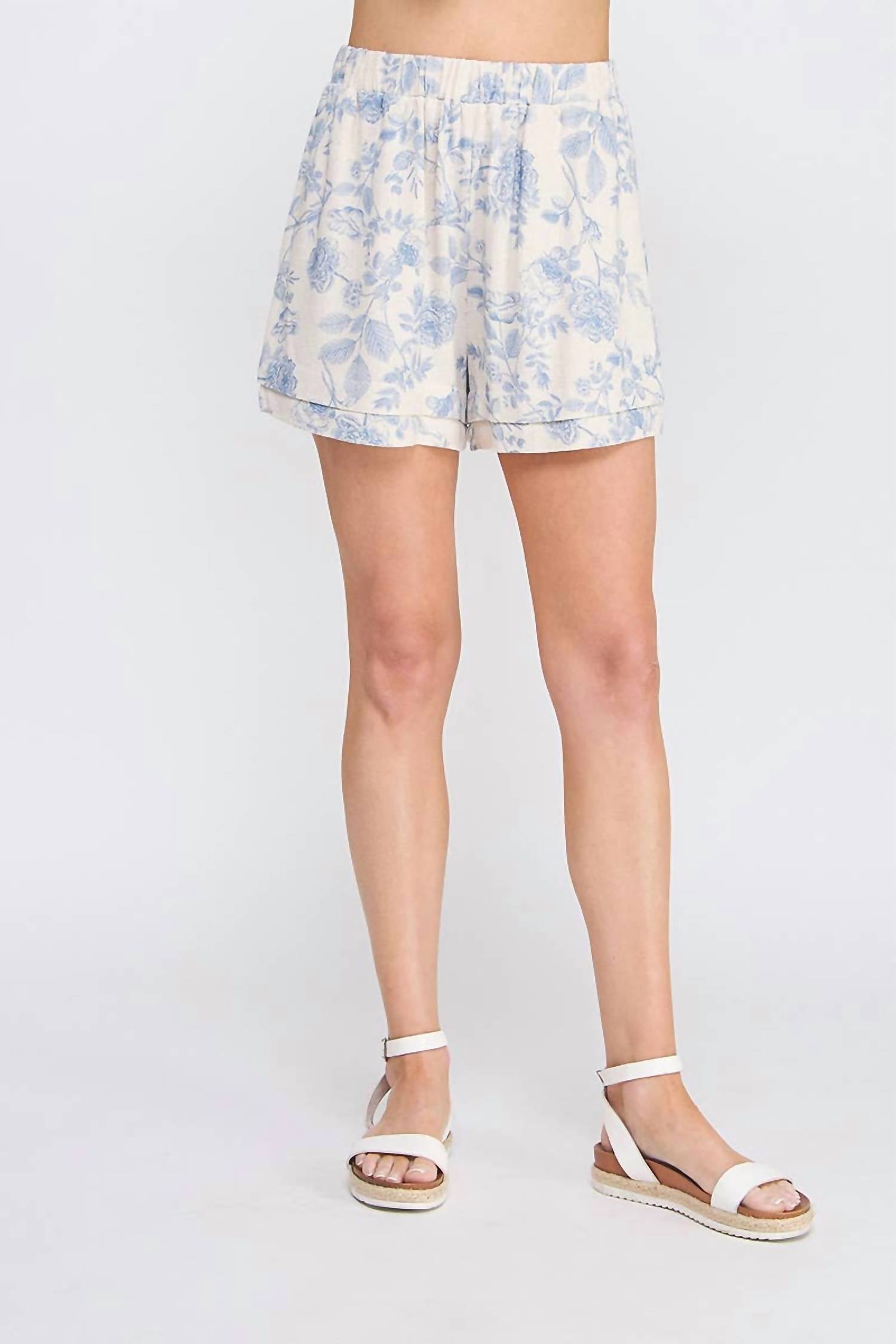 Allie Rose - Printed Soft Linen Shorts