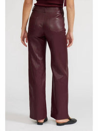 LUCY PARIS Reeve Leather Pants in burgundy - women's pants - alternate view