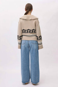 SIMKHAI O'reilly V-neck Sweater in sand melange multi - women's sweater - detail view