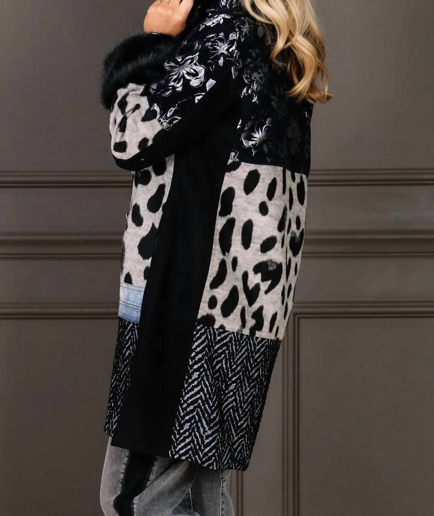 Adore Women's Mix Media Jacket in black gray 1 - women's jacket - view 5
