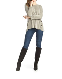 Papillon - Striped Knit Sweater With Side Button Detail