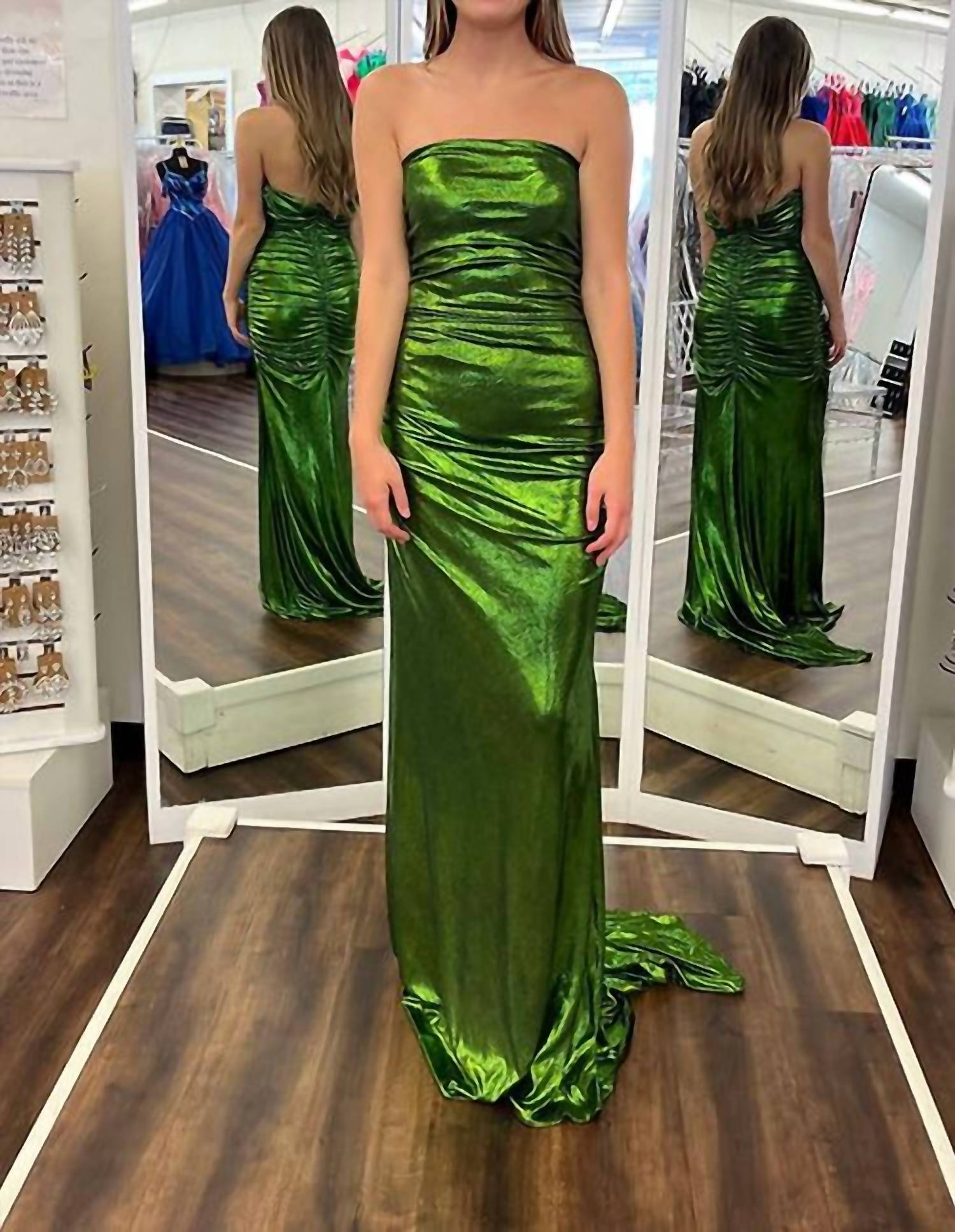 Sherri Hill - Metallic Strapless Sheath Gown