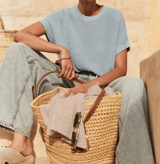 White + Warren - Linen Ribbed Easy Tee