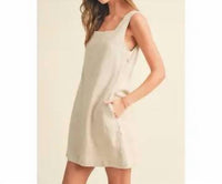 Miou Muse - Linen Square Neck Mini Dress