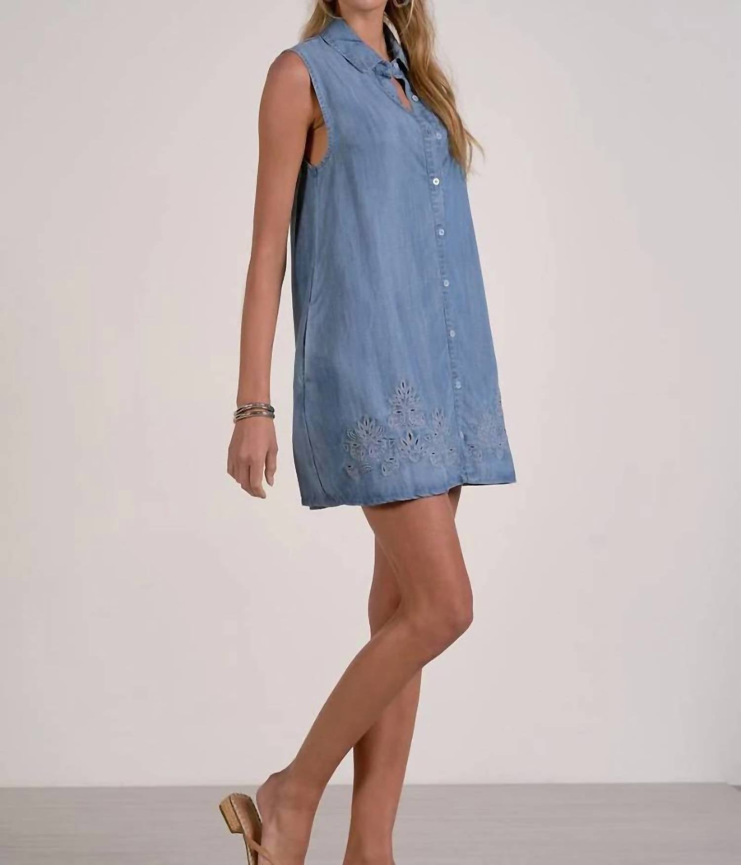 Elan - Eyelet Denim Dress