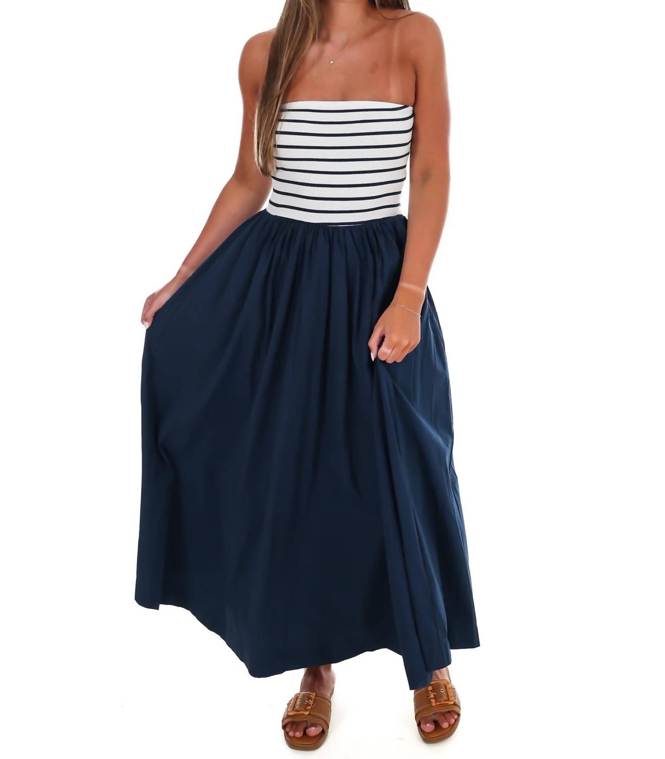 Hyfve - Women's Wanna Know Striped Strapless Midi Dress