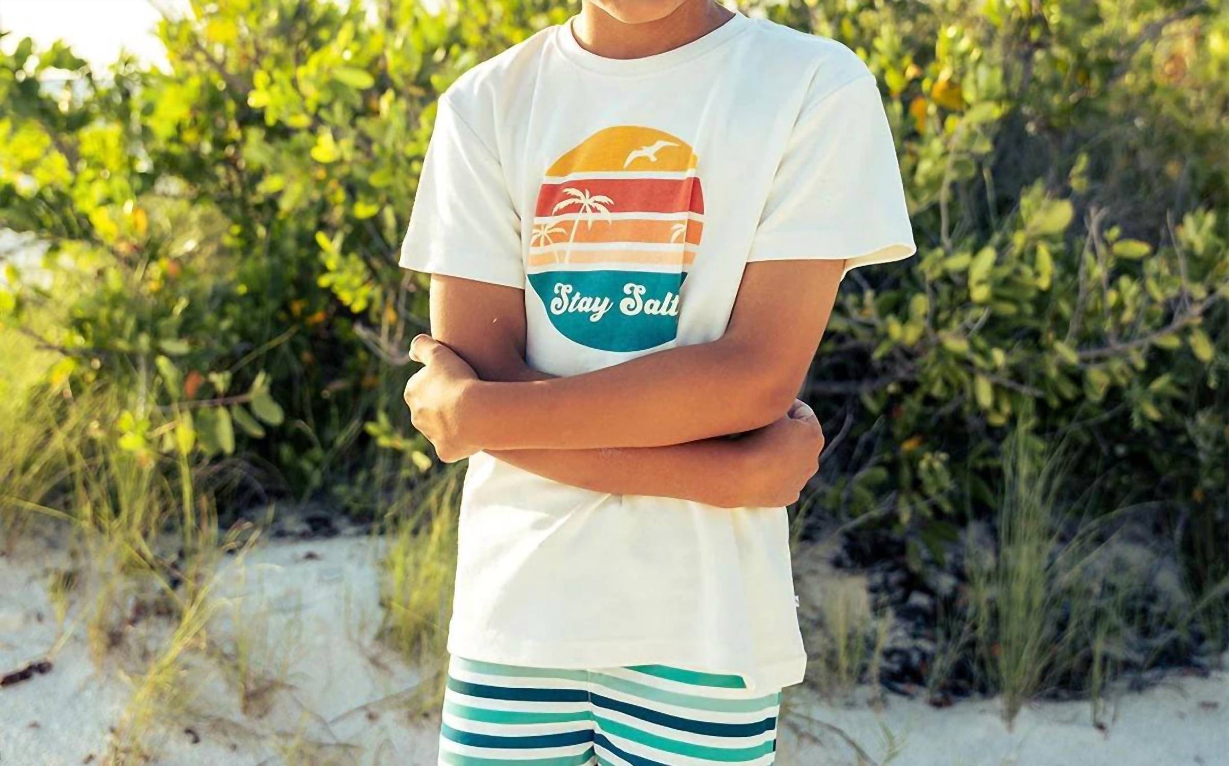 Emerson And Friends - Boy's Stay Salty Cotton Toddler Short Sleeve Shirt