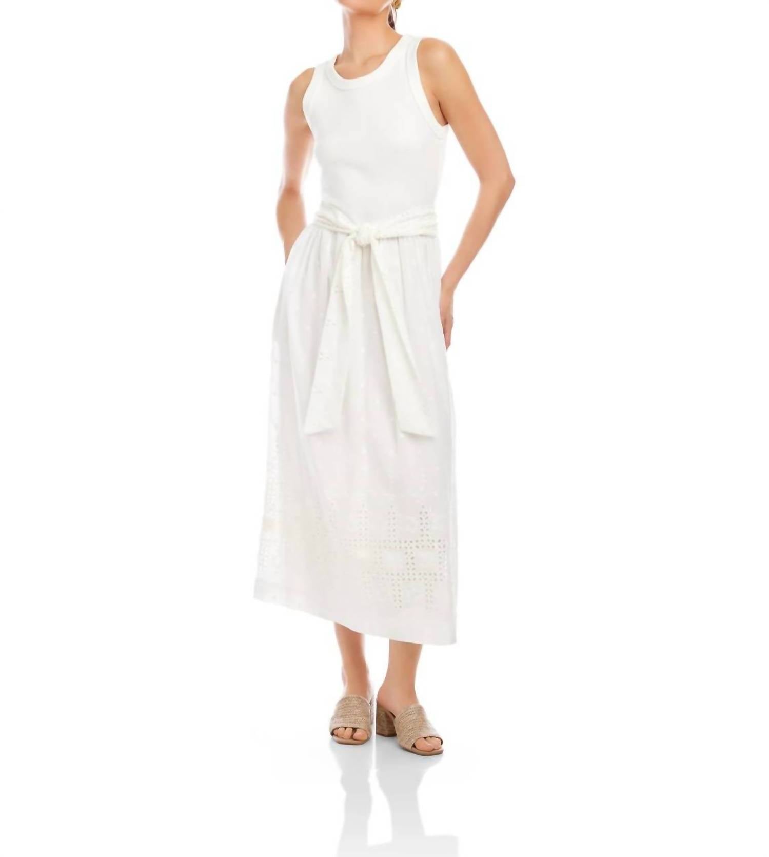 Fifteen Twenty Seline Contrast Midi Dress in off white - women's dress