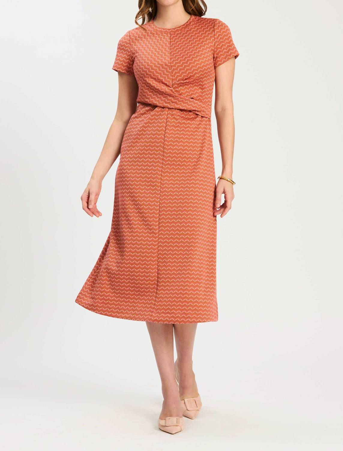Tyler Boe Blair Knit Chevron Dress in rosette shell sand - women's dress