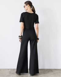 Ripley Rader - Ponte Cropped Knit Wide Leg Pants